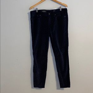 Navy Velvet Dot Print Pants Ankle